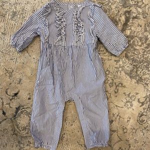 Janie and Jack Blue and White Striped Romper 6-12 Months